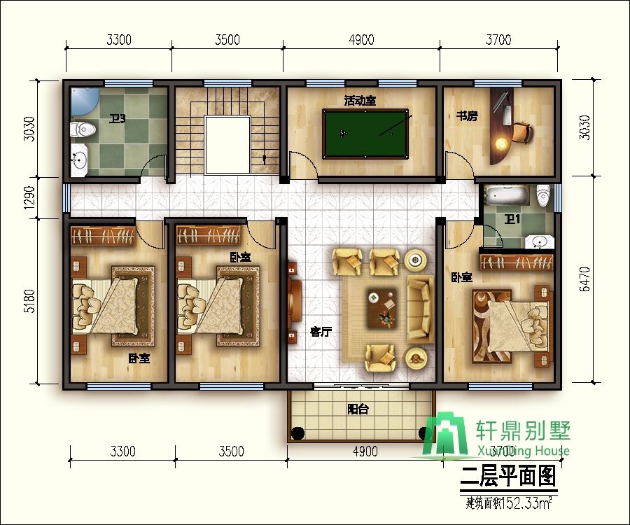 15x9米新款带车库二层房子设计图_楼房设计图