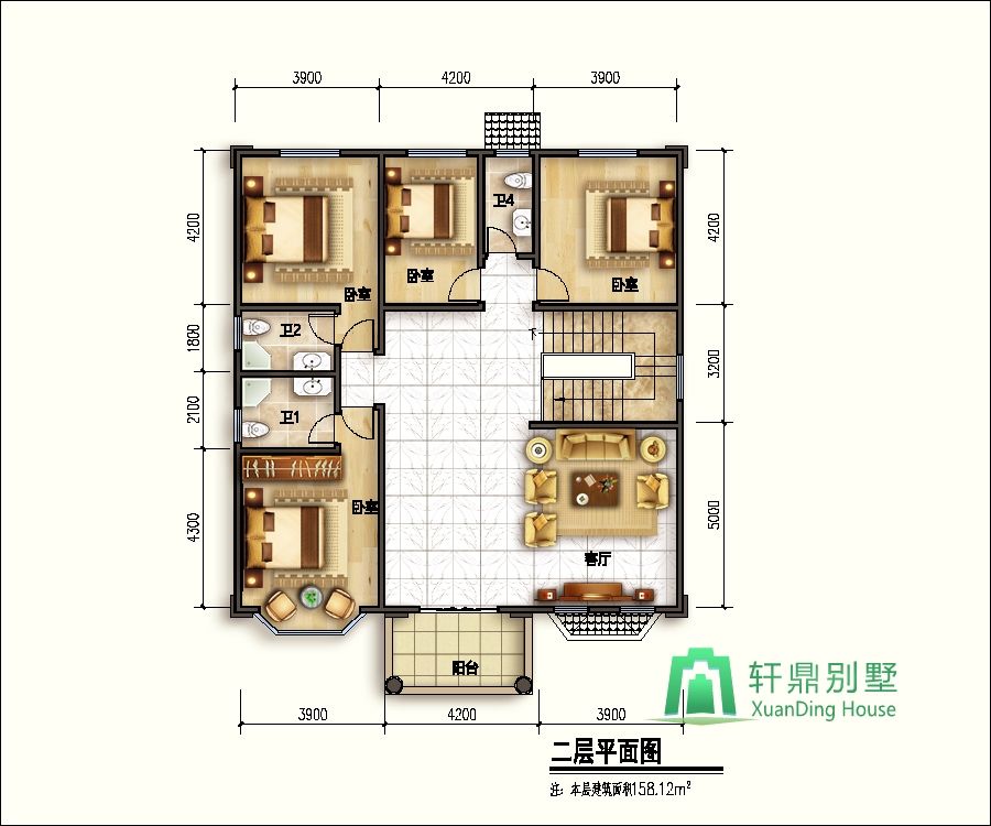 12x15米二层房屋设计图,农村小别墅图纸大全 - 轩鼎