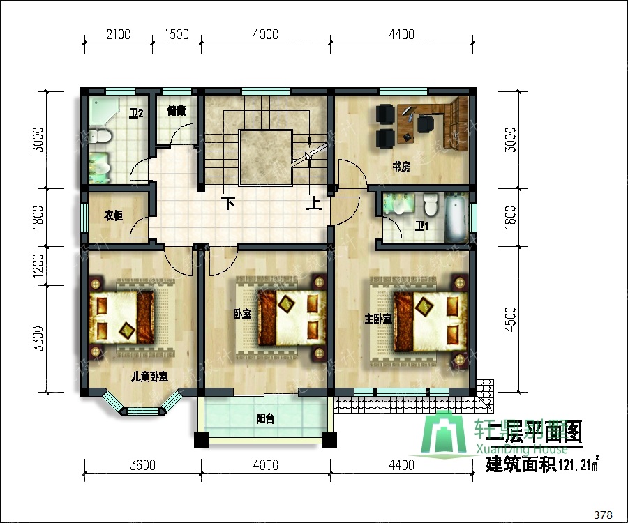 12*11m占地135㎡三层别墅设计图,简单干净 - 轩鼎房屋