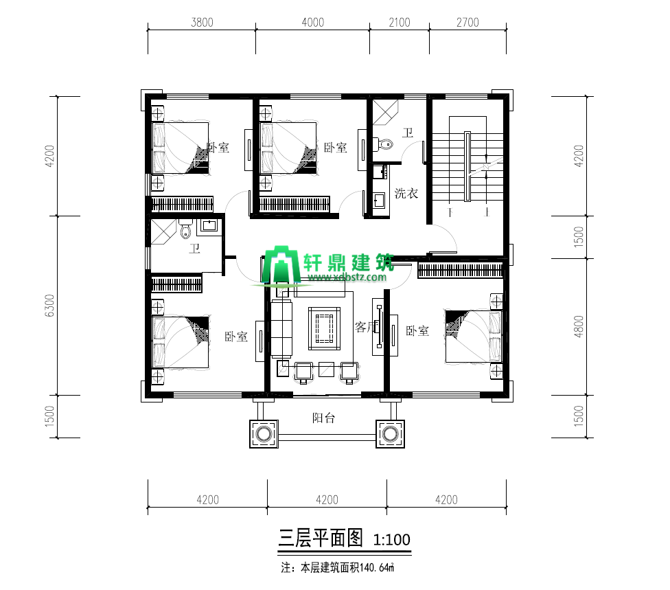 三层平面图 三层平面图